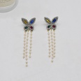 fashion diamond butterfly long tassel pearl alloy drop earringspicture11